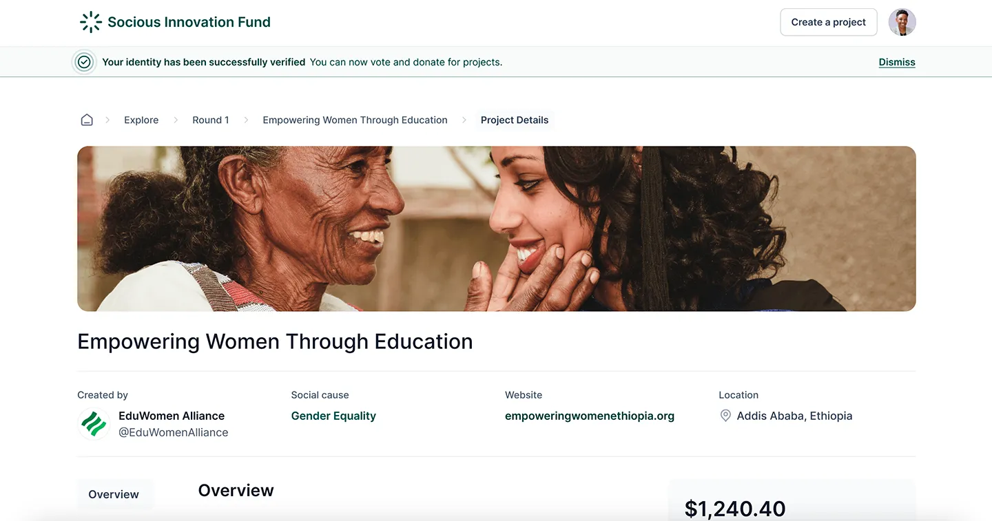 Socious Fundダッシュボード